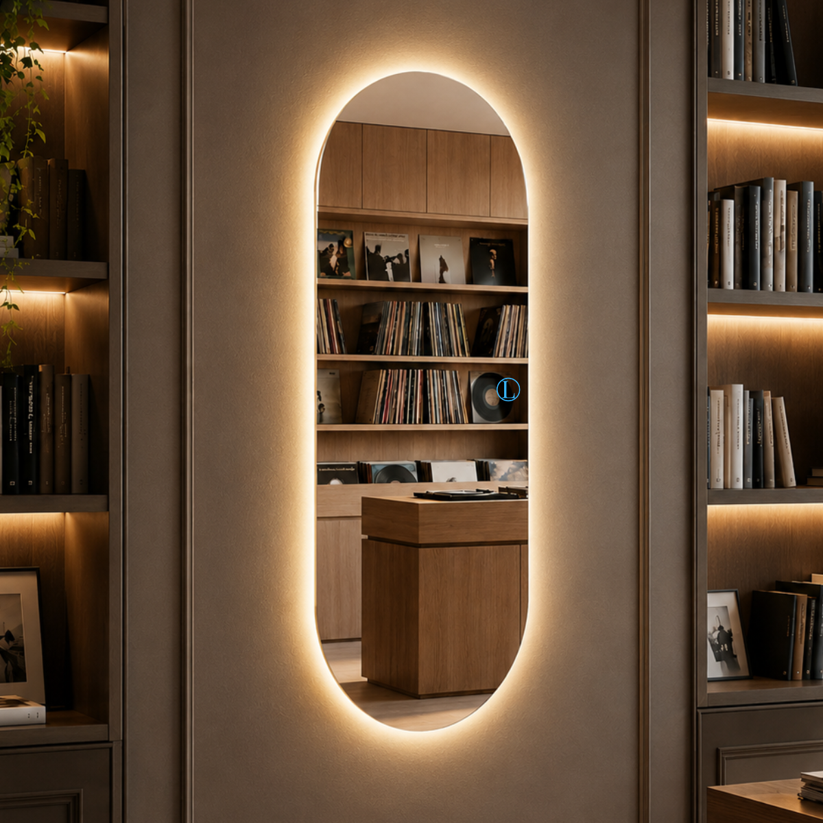 Espelho Solis Oval Polido 90x40cm com 3 Tonalidades de Led (Quente, Neutro e Frio)