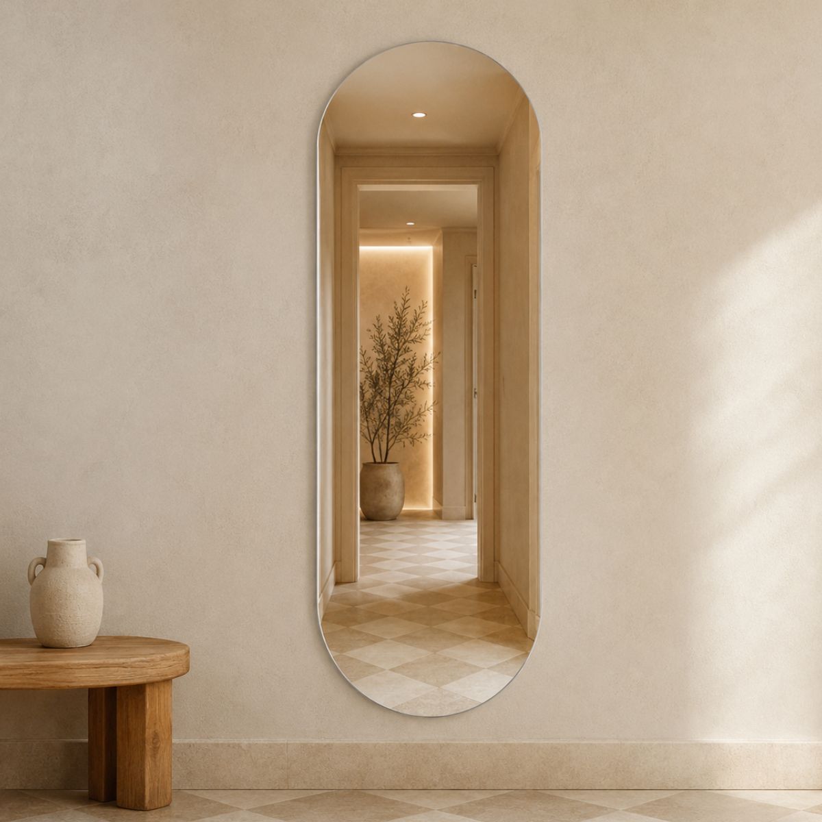 Espelho Decorativo Oval 110x50 cm Lapidado Lopazzi Sem Moldura