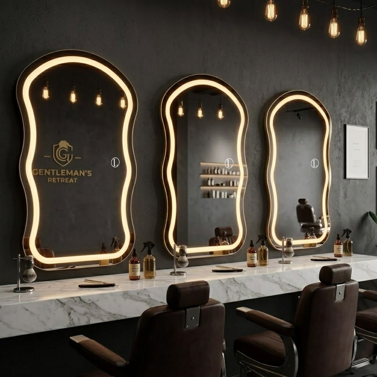 Espelho Orgânico Aura 90x60 com 3 Tonalidades de Led Jateado (Quente, Neutro e Frio)