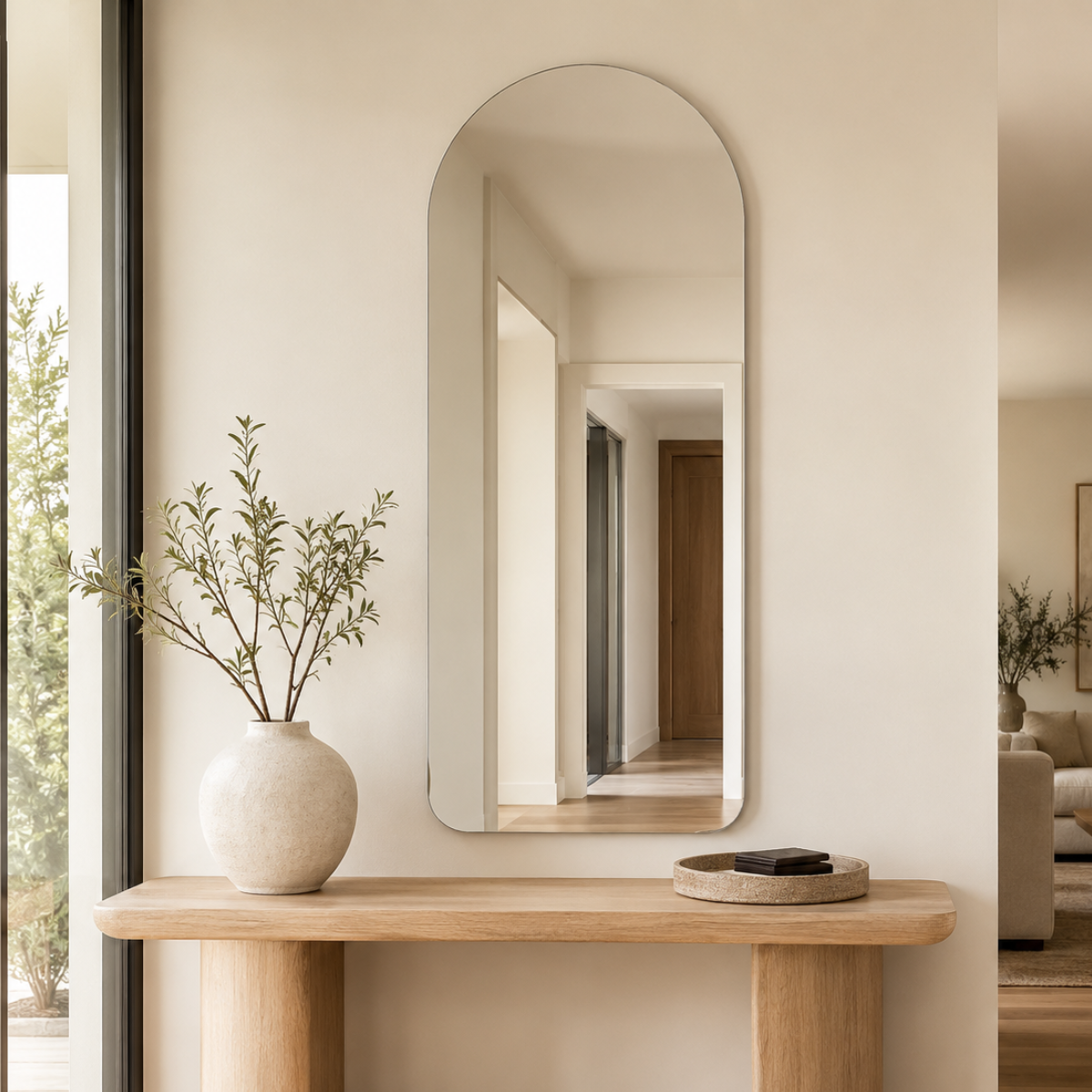 Espelho Decorativo Arcos 90x40 cm Lapidado Lopazzi Sem Moldura