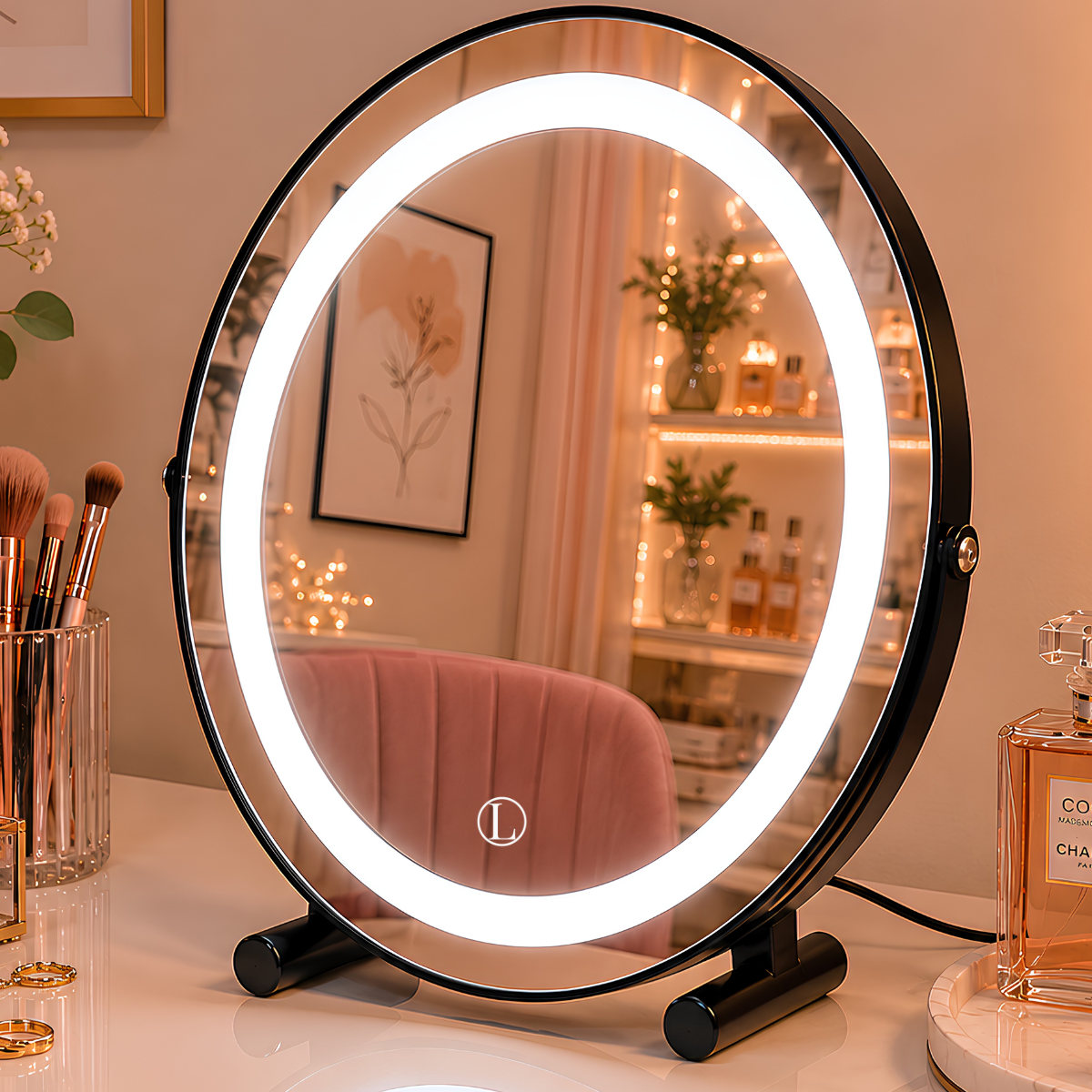 Espelho De Mesa Para Maquiagem Com 3 Tonalidades de Led