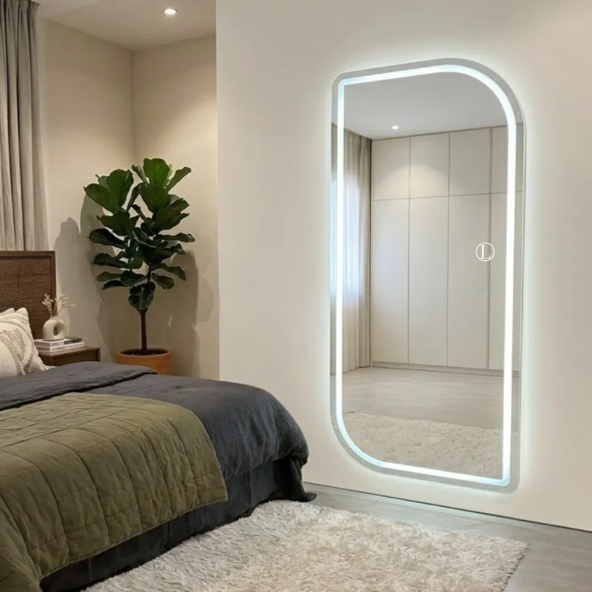 Espelho Vitta Corpo Inteiro Polido 170x70cm Com 3 Tonalidades de Led Jateado (Quente, Neutro e Frio)