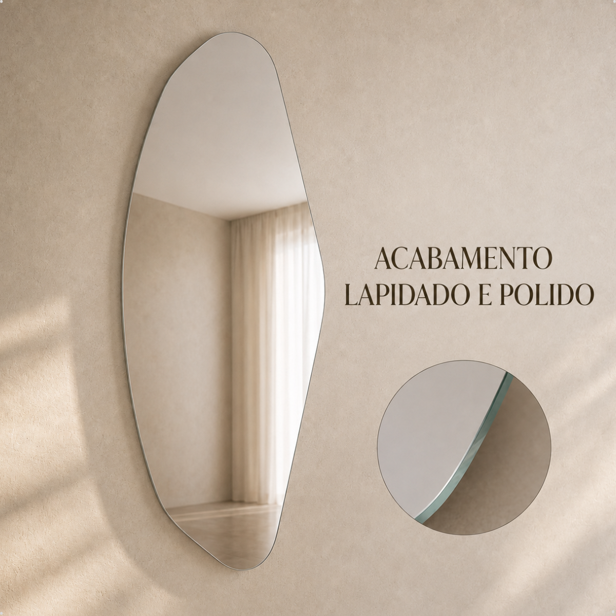 Espelho Decorativo Brisa 110x50 cm Lapidado Lopazzi Sem Moldura