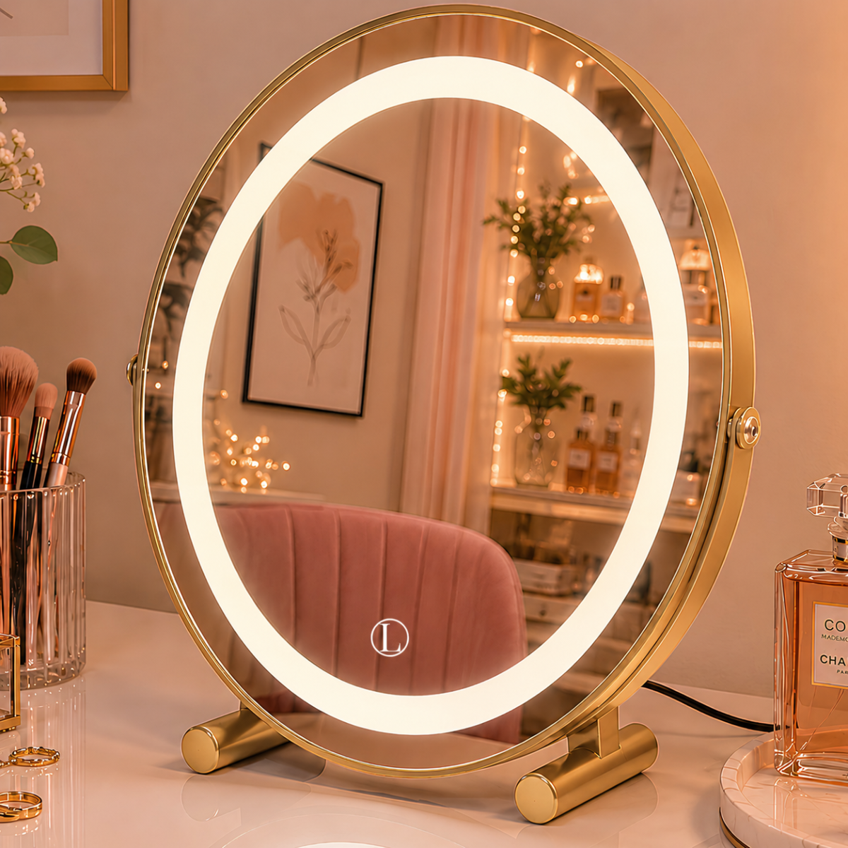 Espelho De Mesa Para Maquiagem Com 3 Tonalidades de Led
