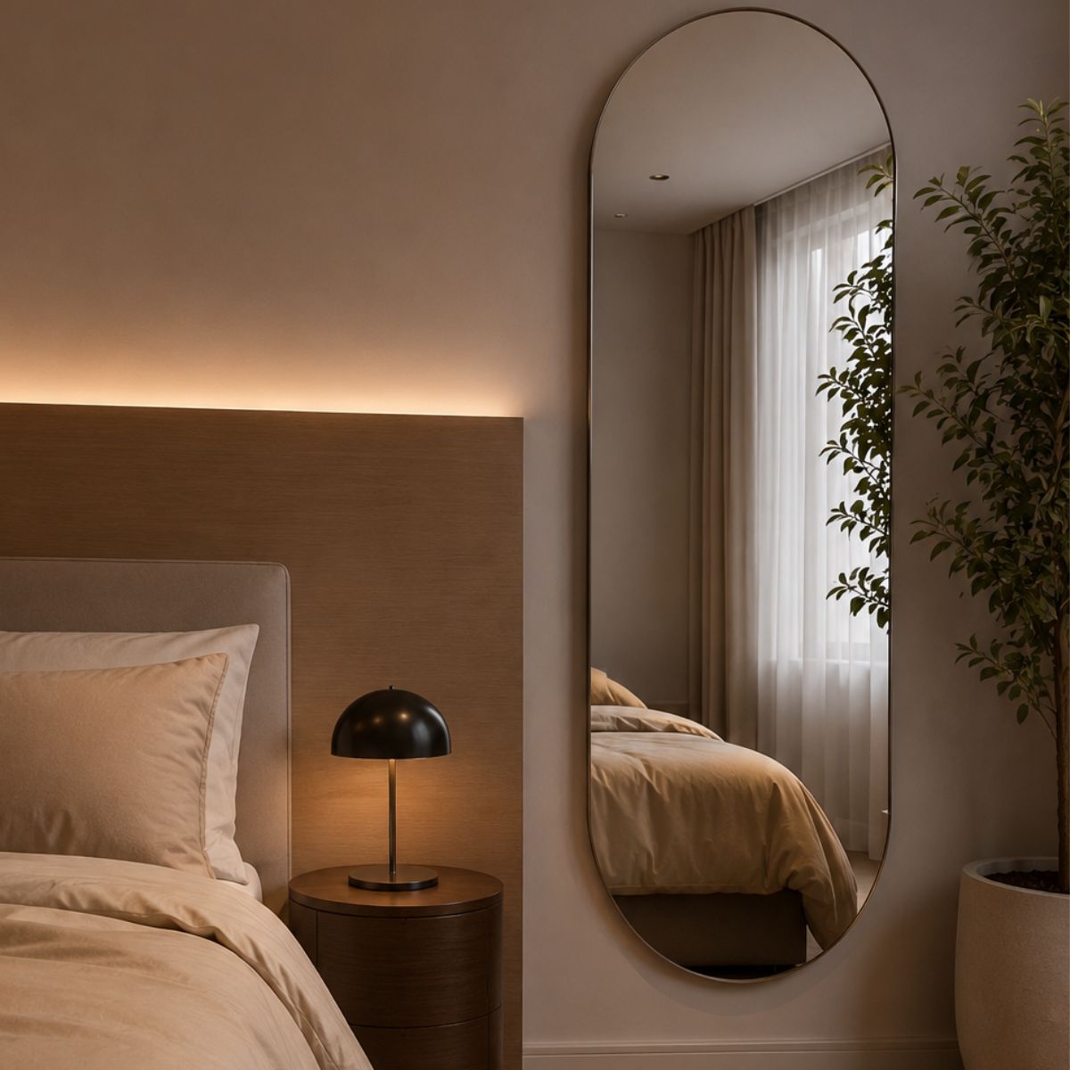 Espelho Decorativo Oval 110x50 cm Lapidado Lopazzi Sem Moldura