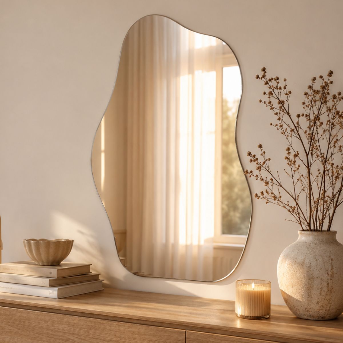 Espelho Orgânico Decorativo 70x50 Lapidado Sem Moldura Luxo