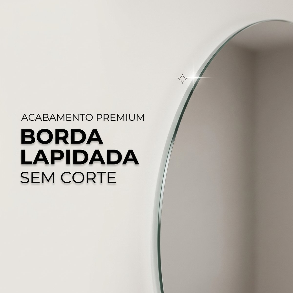 Espelho Lapidado Redondo Polido Jateado 80cm
