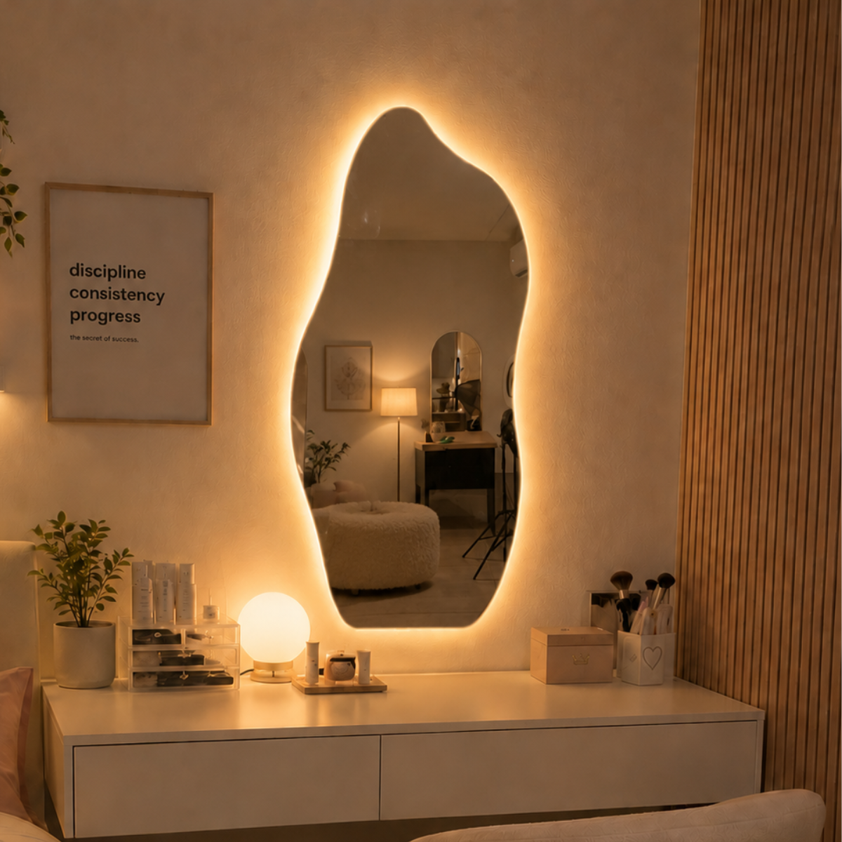 Espelho Orgânico Magnus com 2 Tonalidades de Led ( Quente e Frio) 90x40cm