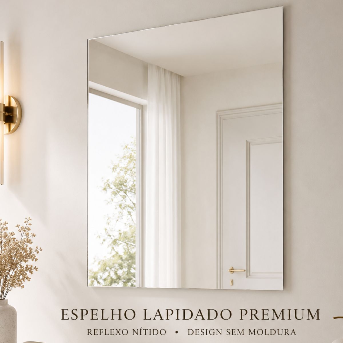 Espelho Retangular Clássico 70x50 Lapidado Sem Moldura Decorativo
