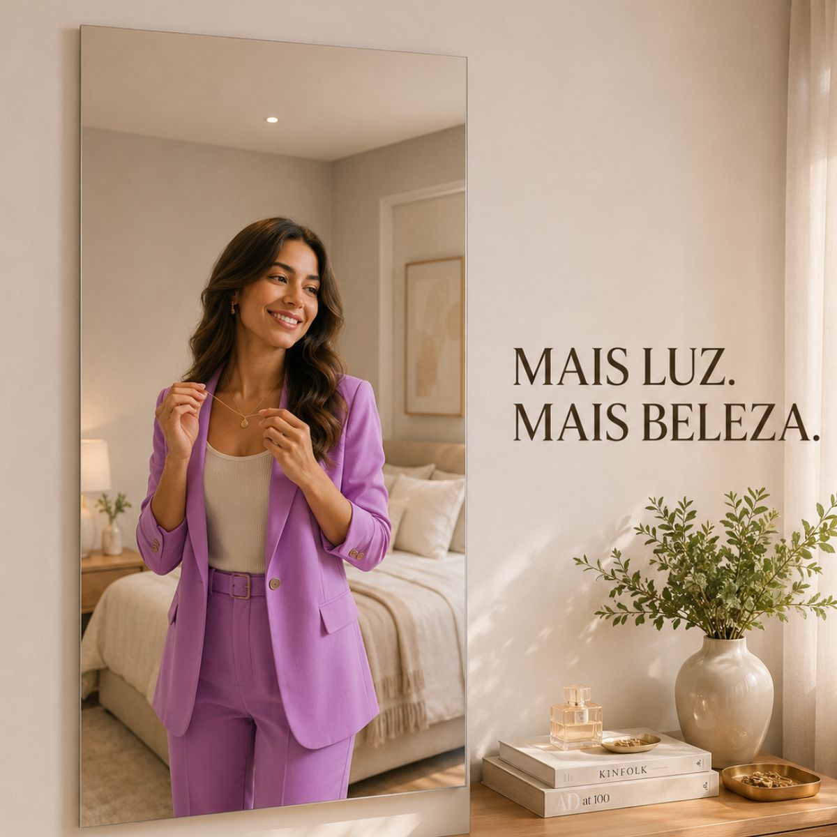 Espelho Retangular Grande 90x60 Lapidado Sem Moldura Decorativo