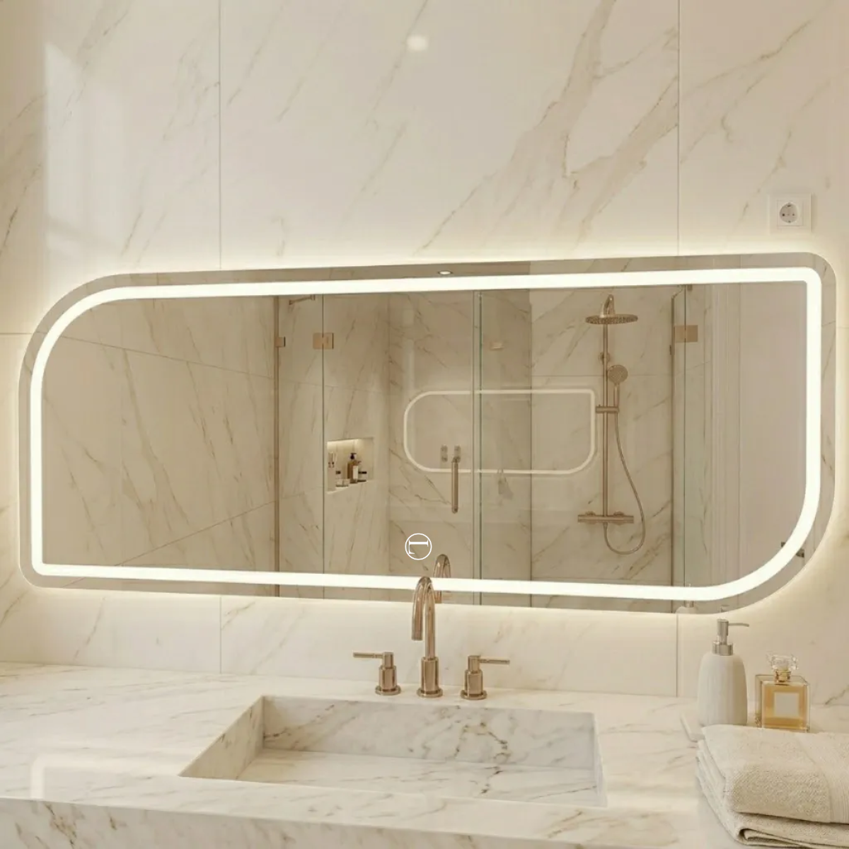 Espelho Vitta Corpo Inteiro Polido 170x70cm Com 3 Tonalidades de Led Jateado (Quente, Neutro e Frio)