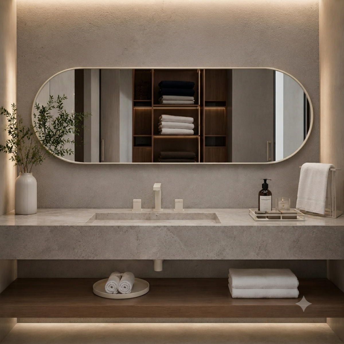Espelho Grande Oval Corpo Inteiro 90X50cm com Moldura de Alumínio para Closet Sala Quarto Hall