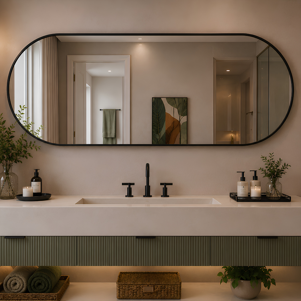 Espelho Decorativo Oval com Moldura 170x70cm