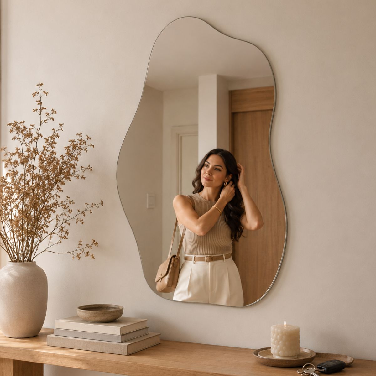 Espelho Orgânico Decorativo 70x50 Lapidado Sem Moldura Luxo