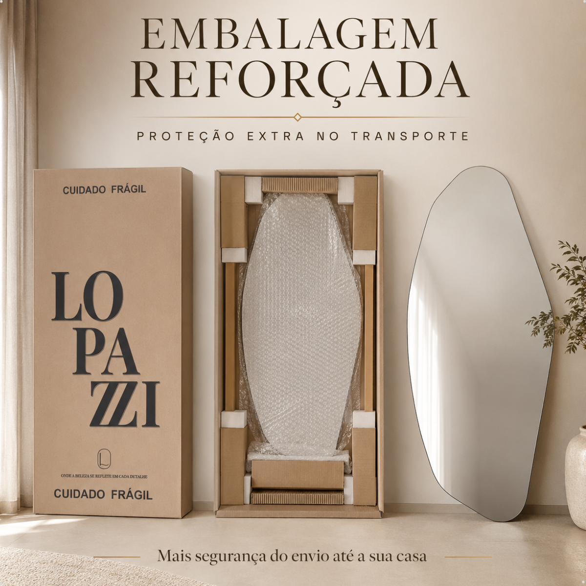 Espelho Decorativo Brisa 110x50 cm Lapidado Lopazzi Sem Moldura