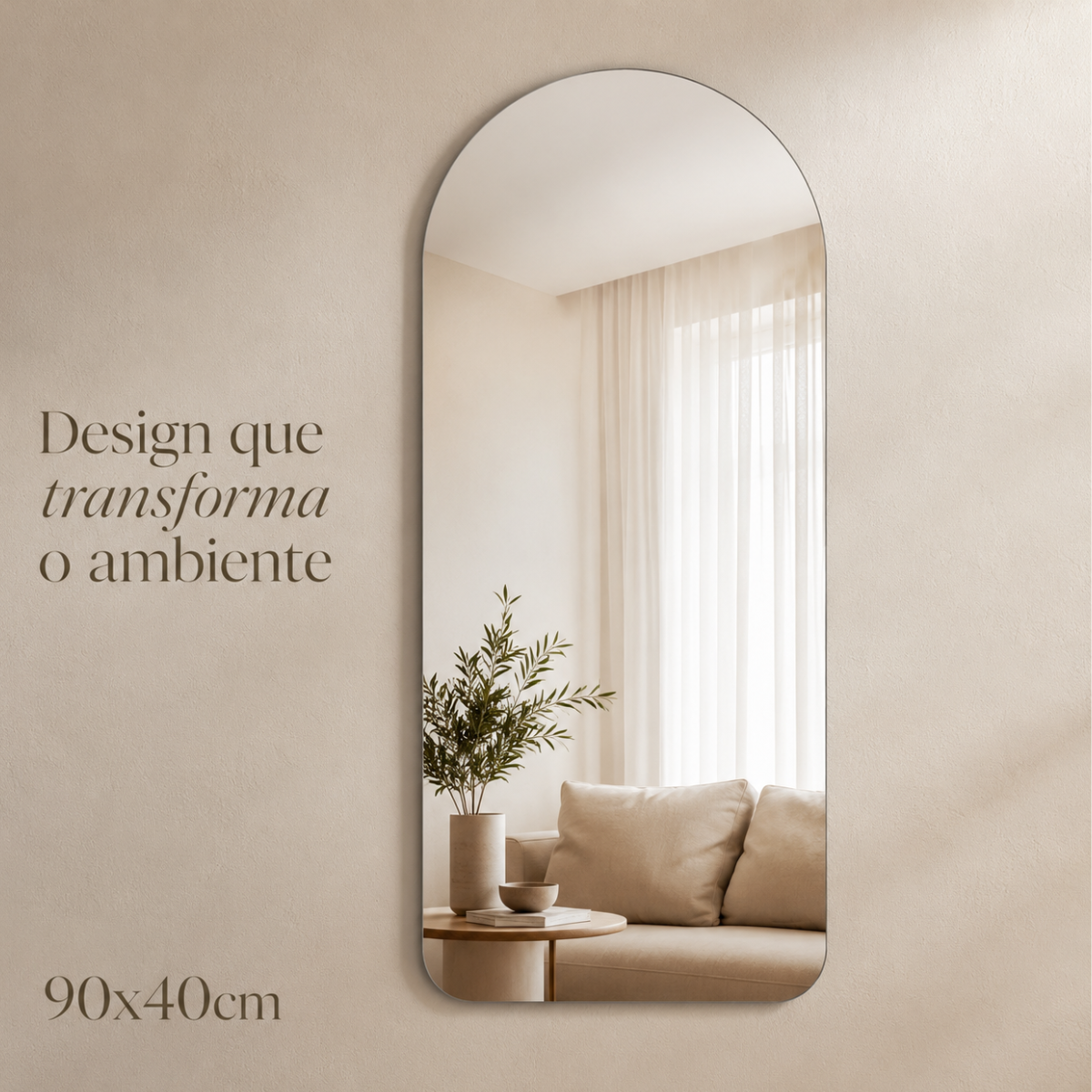Espelho Decorativo Arcos 90x40 cm Lapidado Lopazzi Sem Moldura