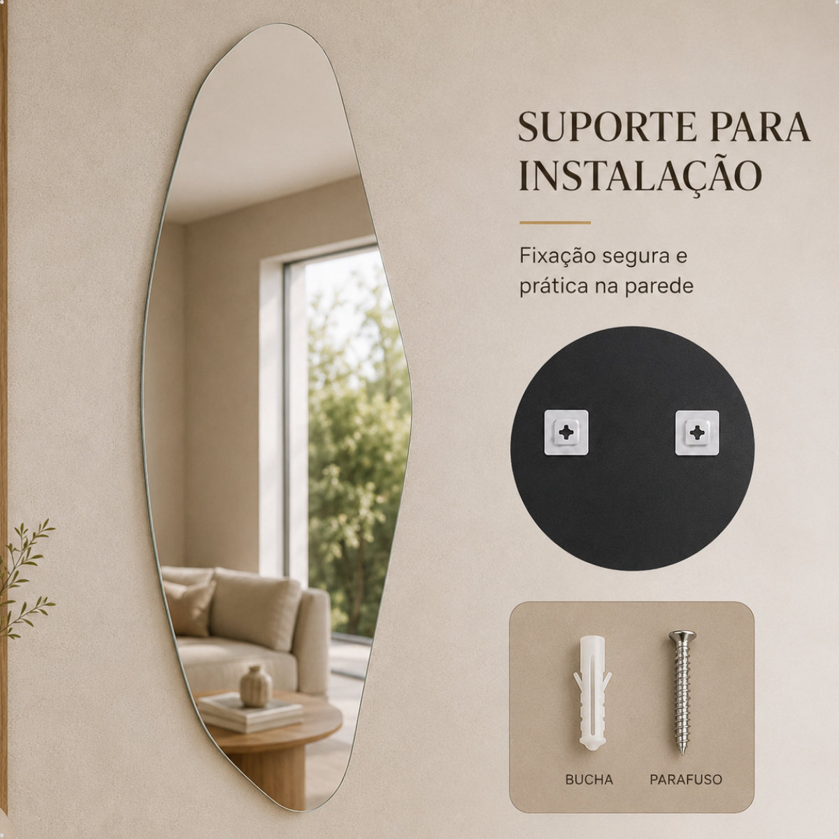Espelho Decorativo Brisa 110x50 cm Lapidado Lopazzi Sem Moldura