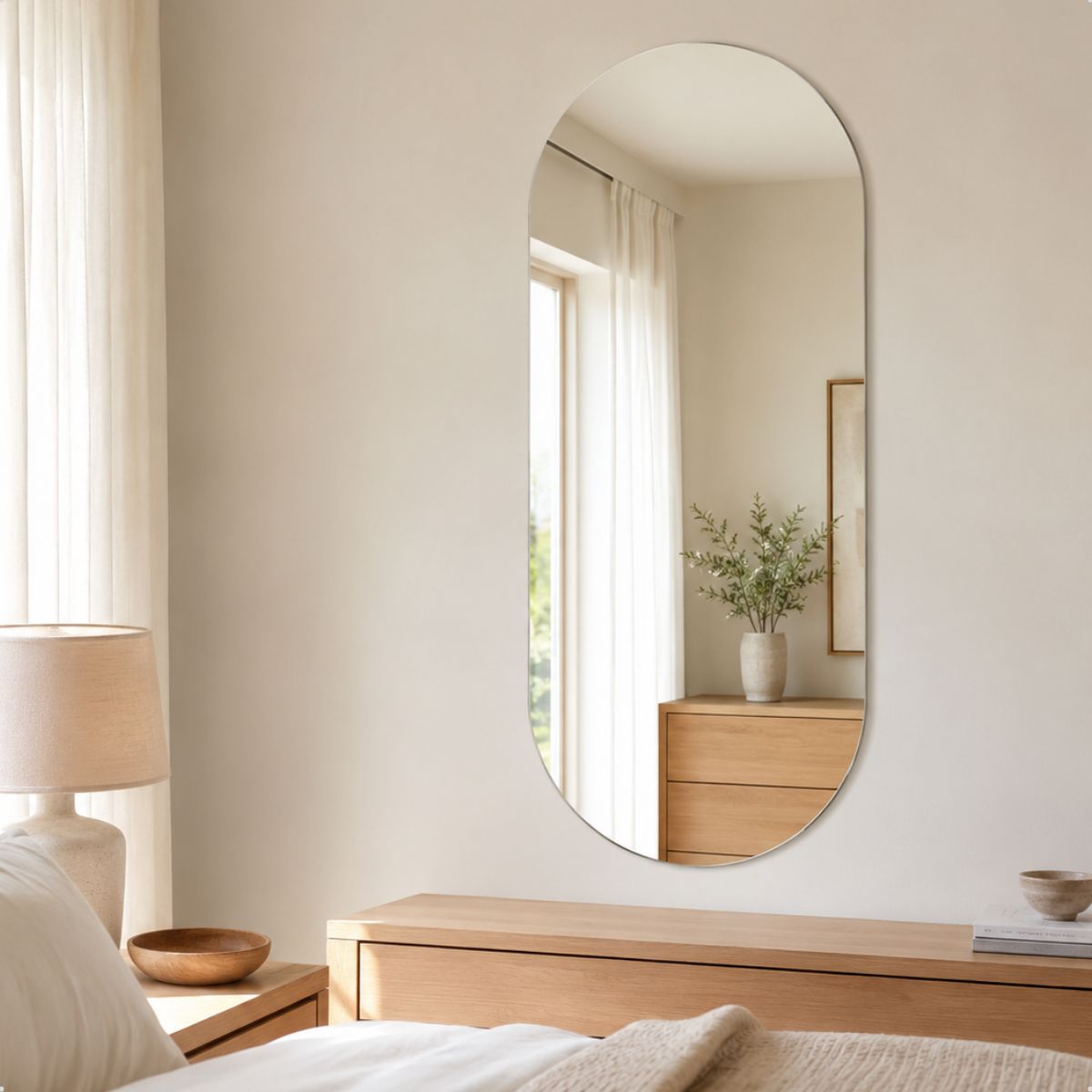 Espelho Decorativo Oval 80x50 cm Lapidado Lopazzi Sem Moldura