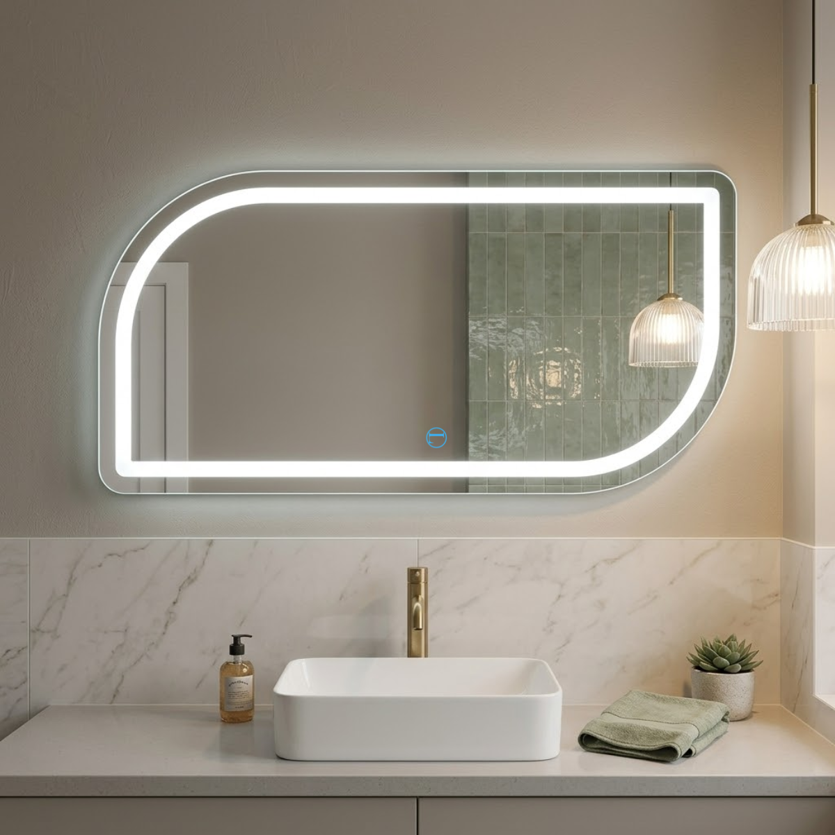 Espelho Polido Vitta 110x50cm Com 3 Tonalidades de Led Jateado (Quente, Neutro e Frio)