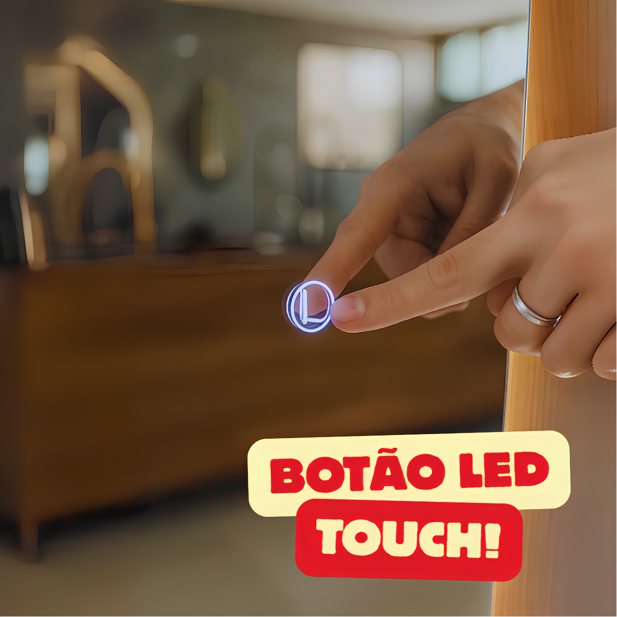 Espelho Temperado Lopazzi Oval 170X70cm para parede + LED 3 Intensidades Jateado Quarto Sala Hall Provador