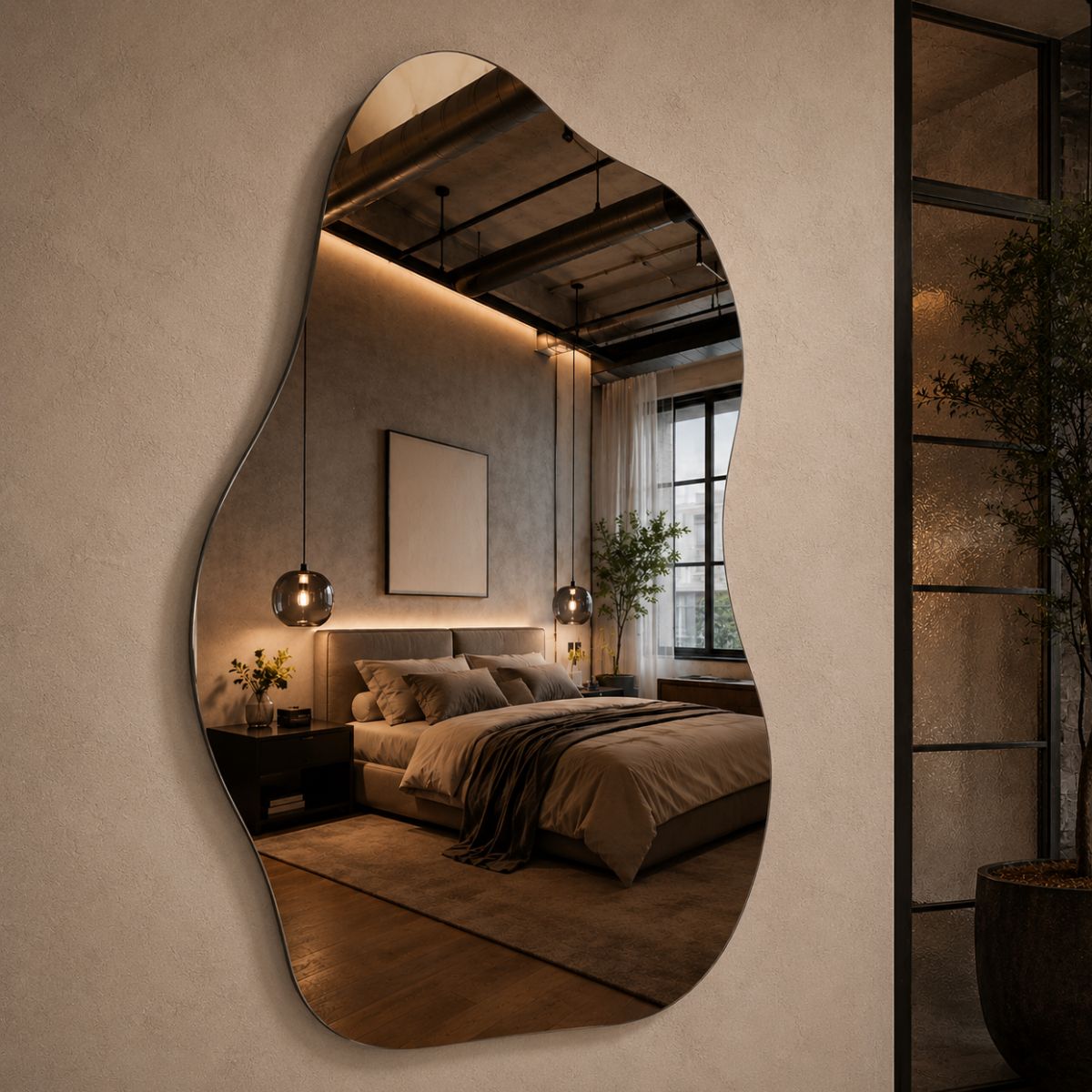 Espelho Orgânico Decorativo 70x50 Lapidado Sem Moldura Luxo
