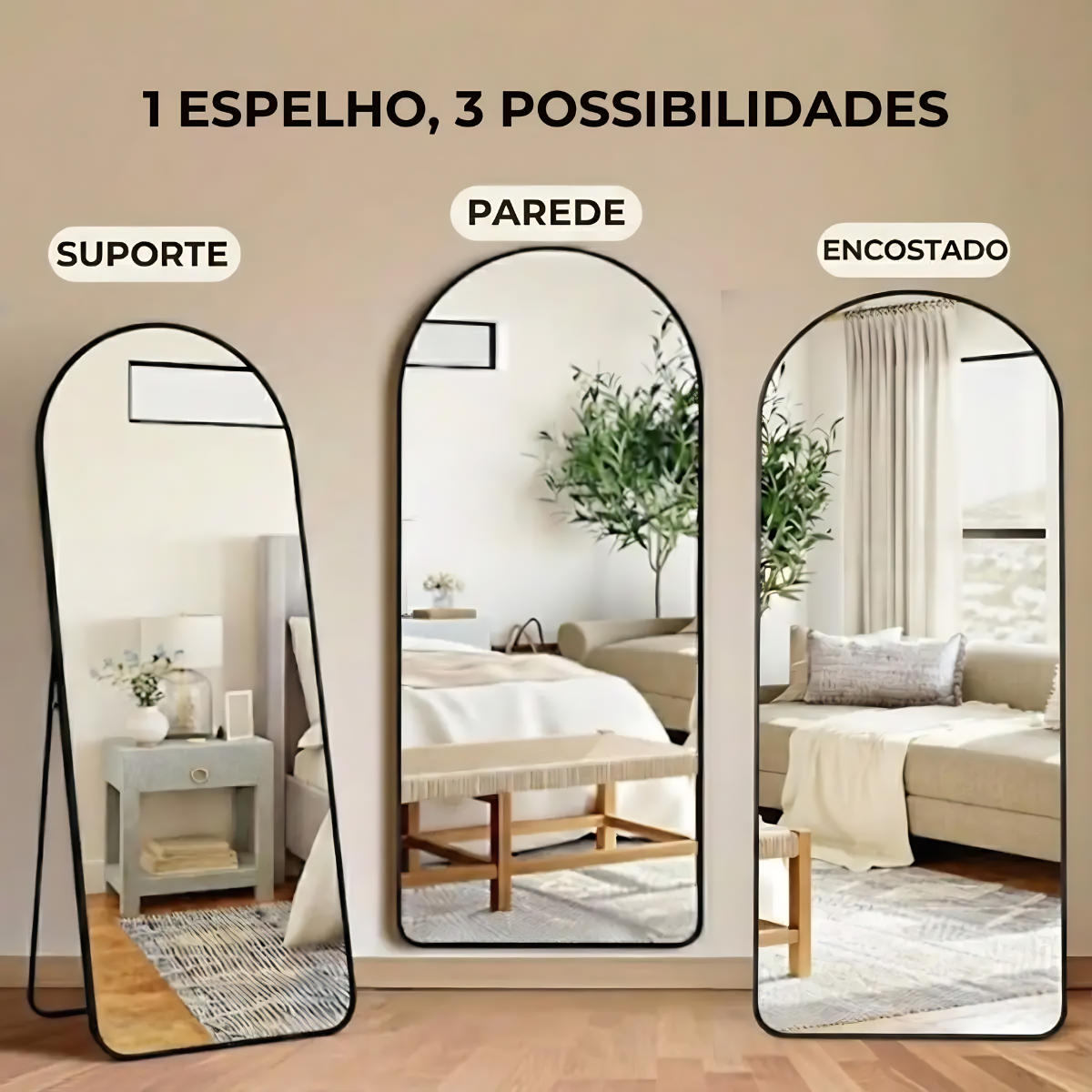 Espelho Decorativo Arcos com Moldura 170x70cm