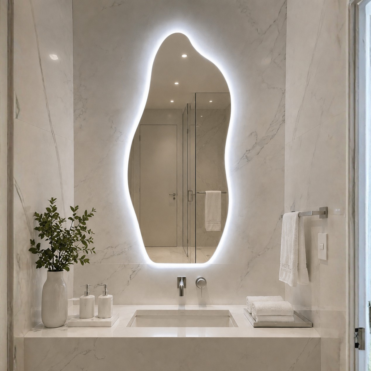 Espelho Orgânico Magnus com 2 Tonalidades de Led ( Quente e Frio) 90x40cm
