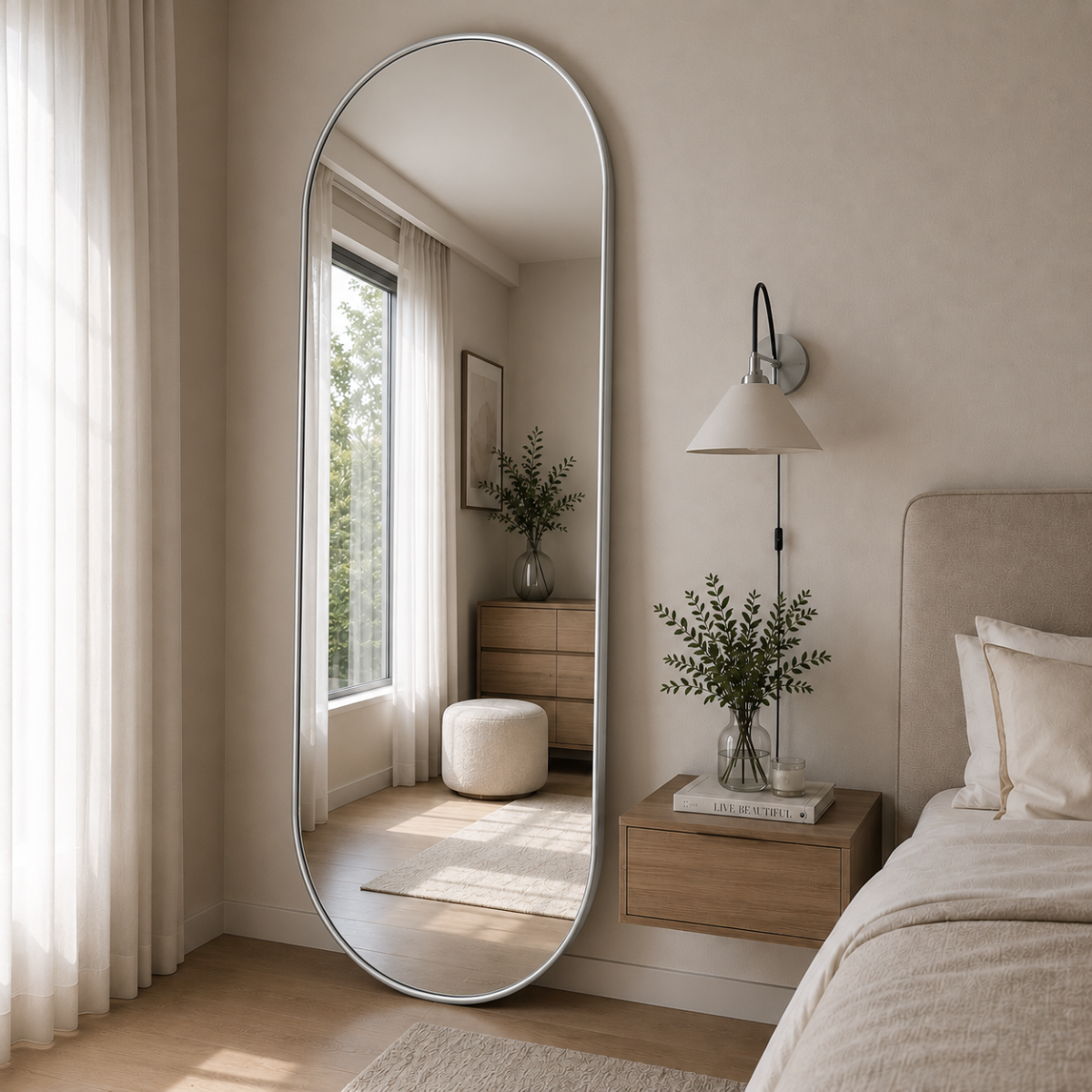 Espelho Decorativo Oval com Moldura 170x70cm