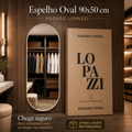 Espelho Grande Oval Corpo Inteiro 90X50cm com Moldura de Alumínio para Closet Sala Quarto Hall