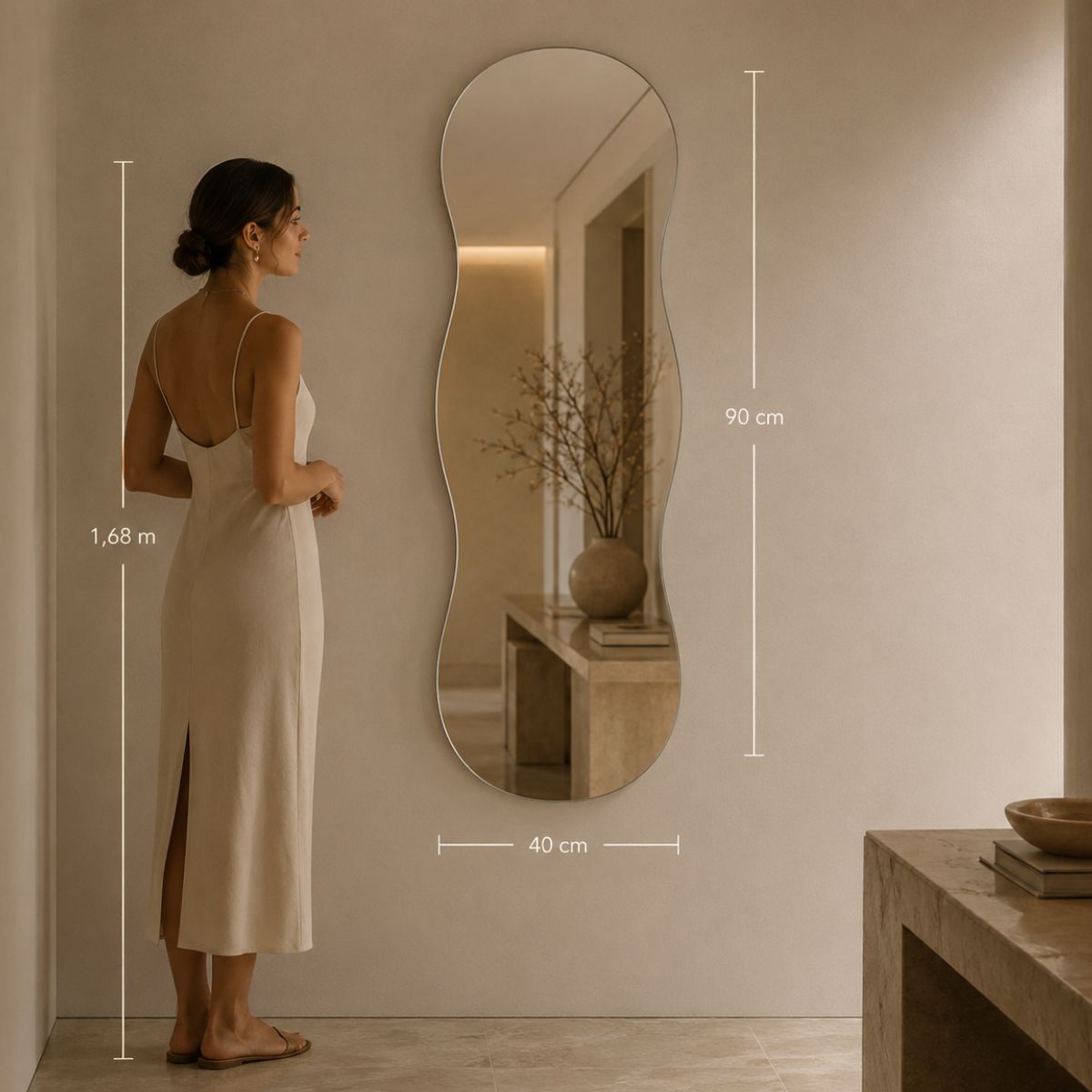Espelho Decorativo Aura 90x40 cm Lapidado Lopazzi Sem Moldura