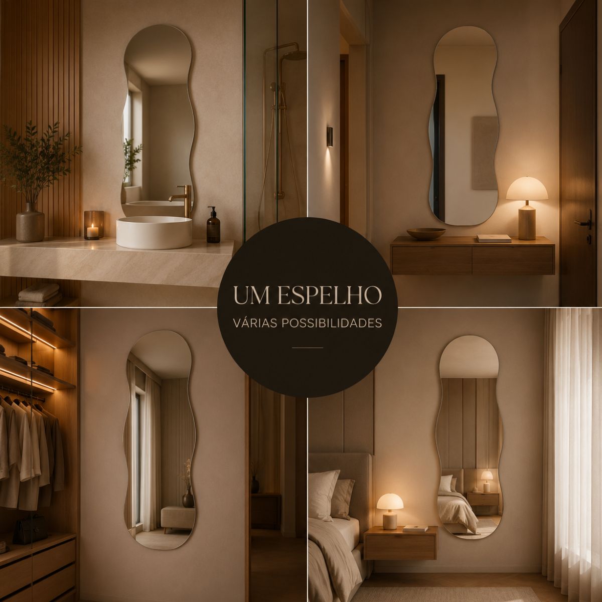 Espelho Decorativo Aura 90x40 cm Lapidado Lopazzi Sem Moldura