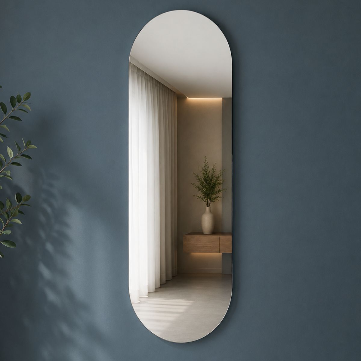 Espelho Decorativo Oval 80x50 cm Lapidado Lopazzi Sem Moldura