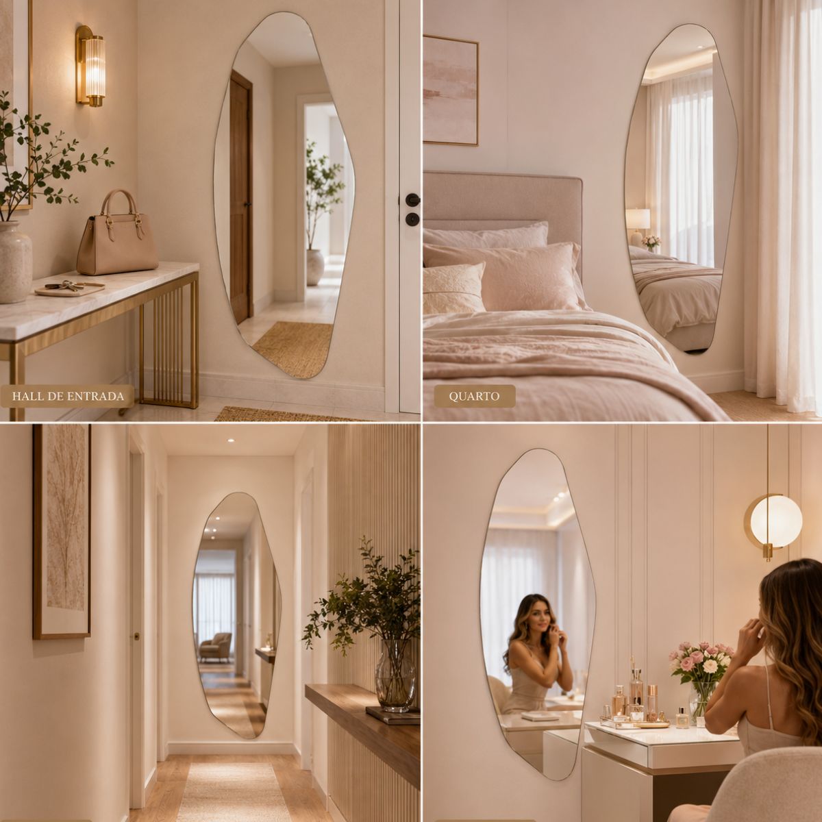 Espelho Decorativo Brisa 150x40 cm Lapidado Lopazzi Sem Moldura