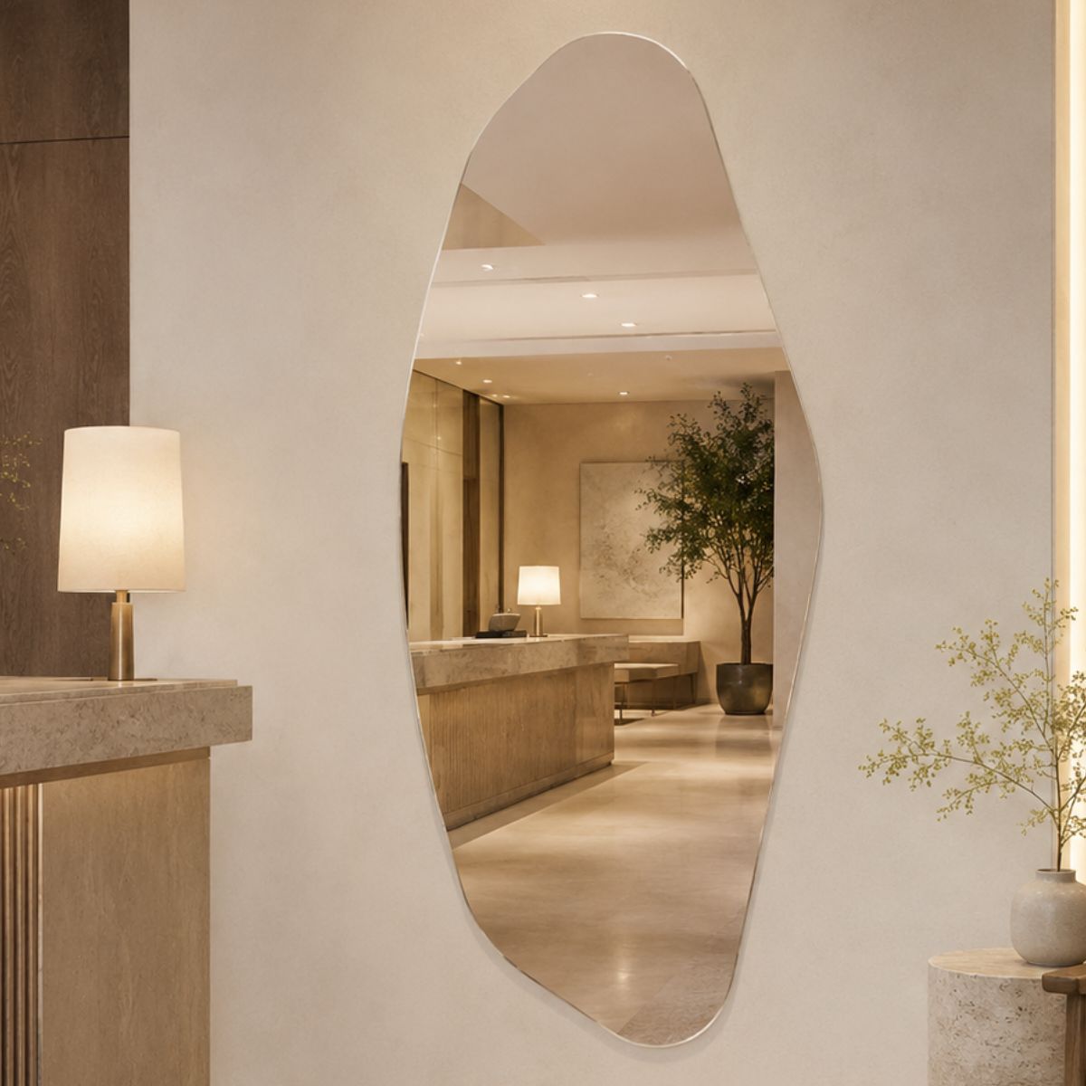 Espelho Decorativo Brisa 150x40 cm Lapidado Lopazzi Sem Moldura