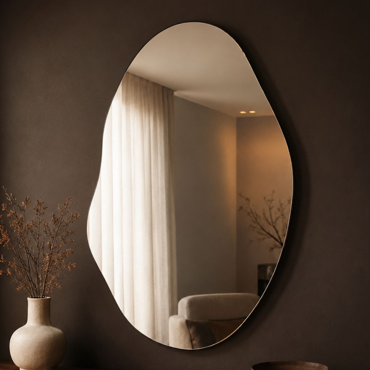 Espelho Decorativo Orgânico 70x50 Lapidado Sem Moldura