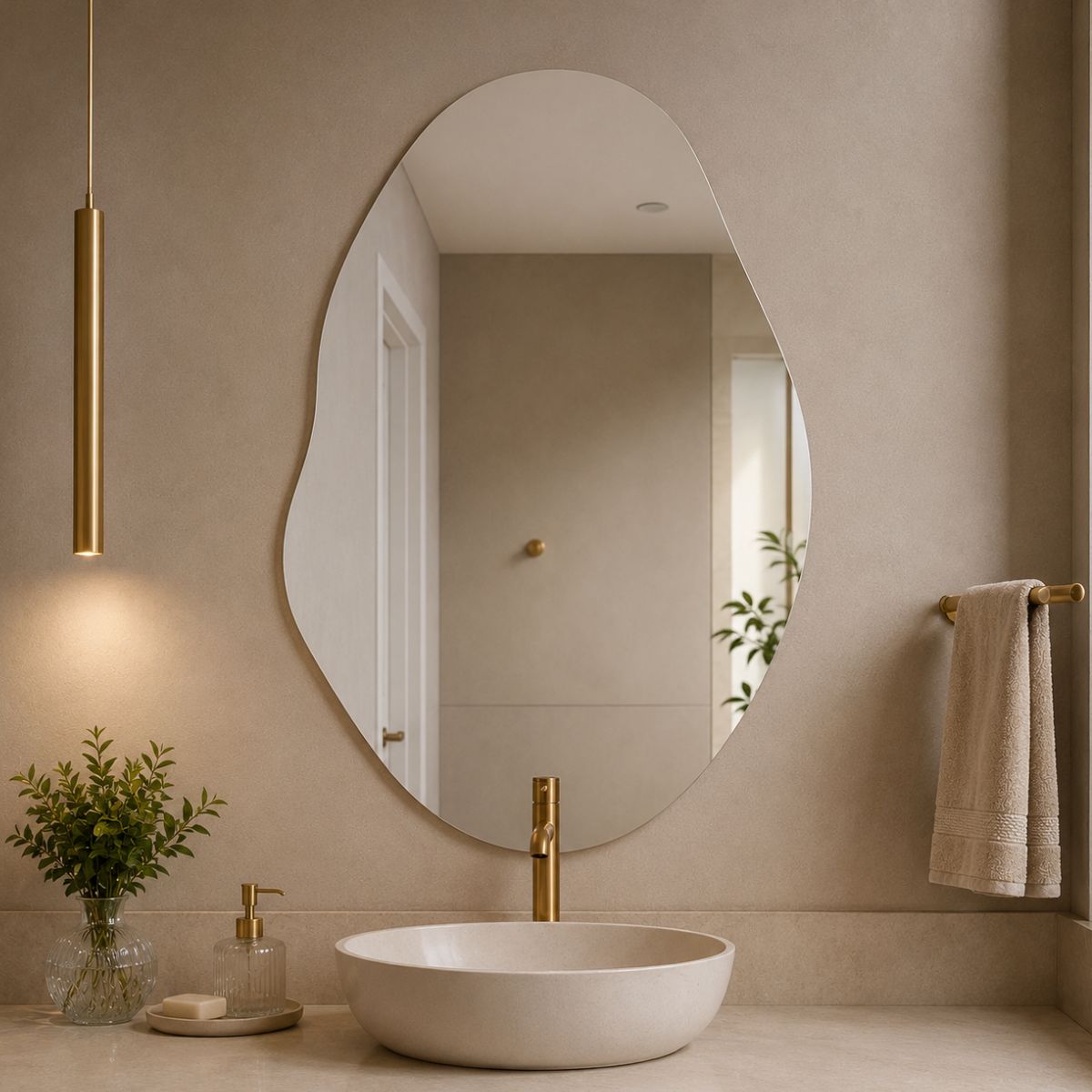Espelho Decorativo Orgânico 70x50 Lapidado Sem Moldura