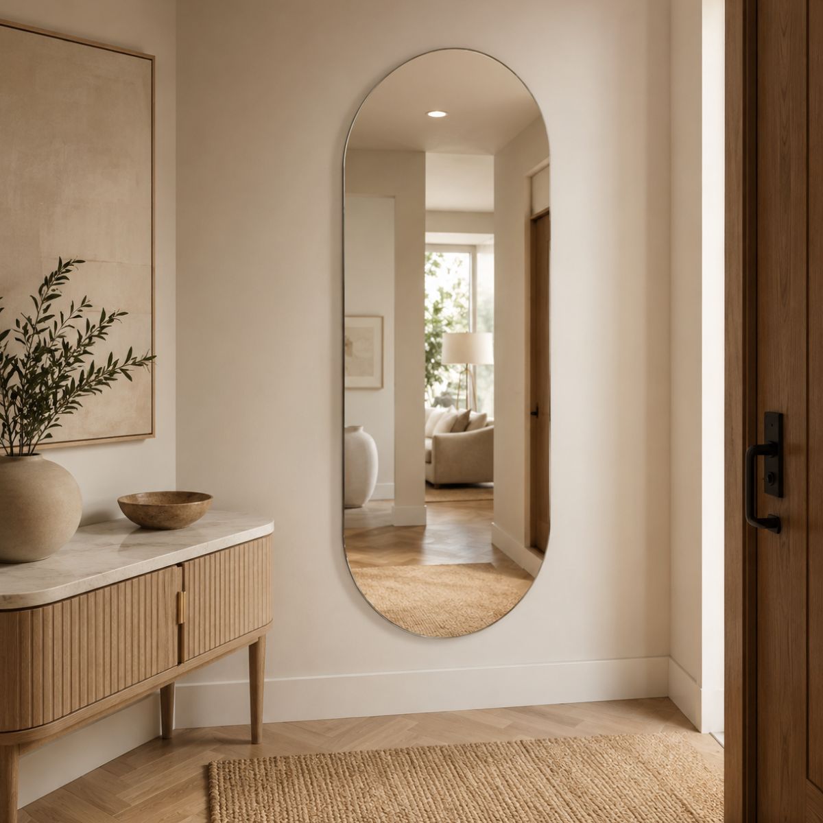Espelho Decorativo Oval 150x60 cm Lapidado Lopazzi Sem Moldura