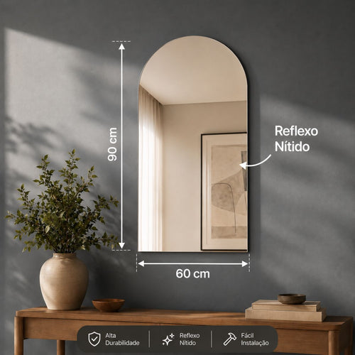 Espelho Decorativo Arcos 90x60 cm Lapidado Lopazzi Sem Moldura