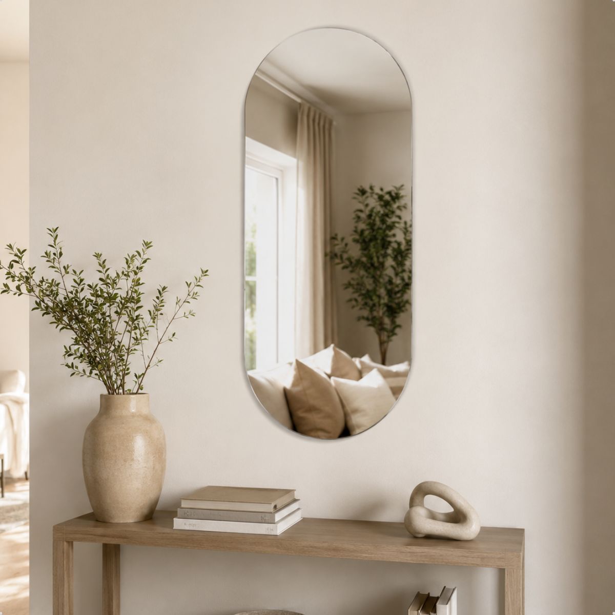 Espelho Decorativo Oval 70x50 cm Lapidado Lopazzi Sem Moldura
