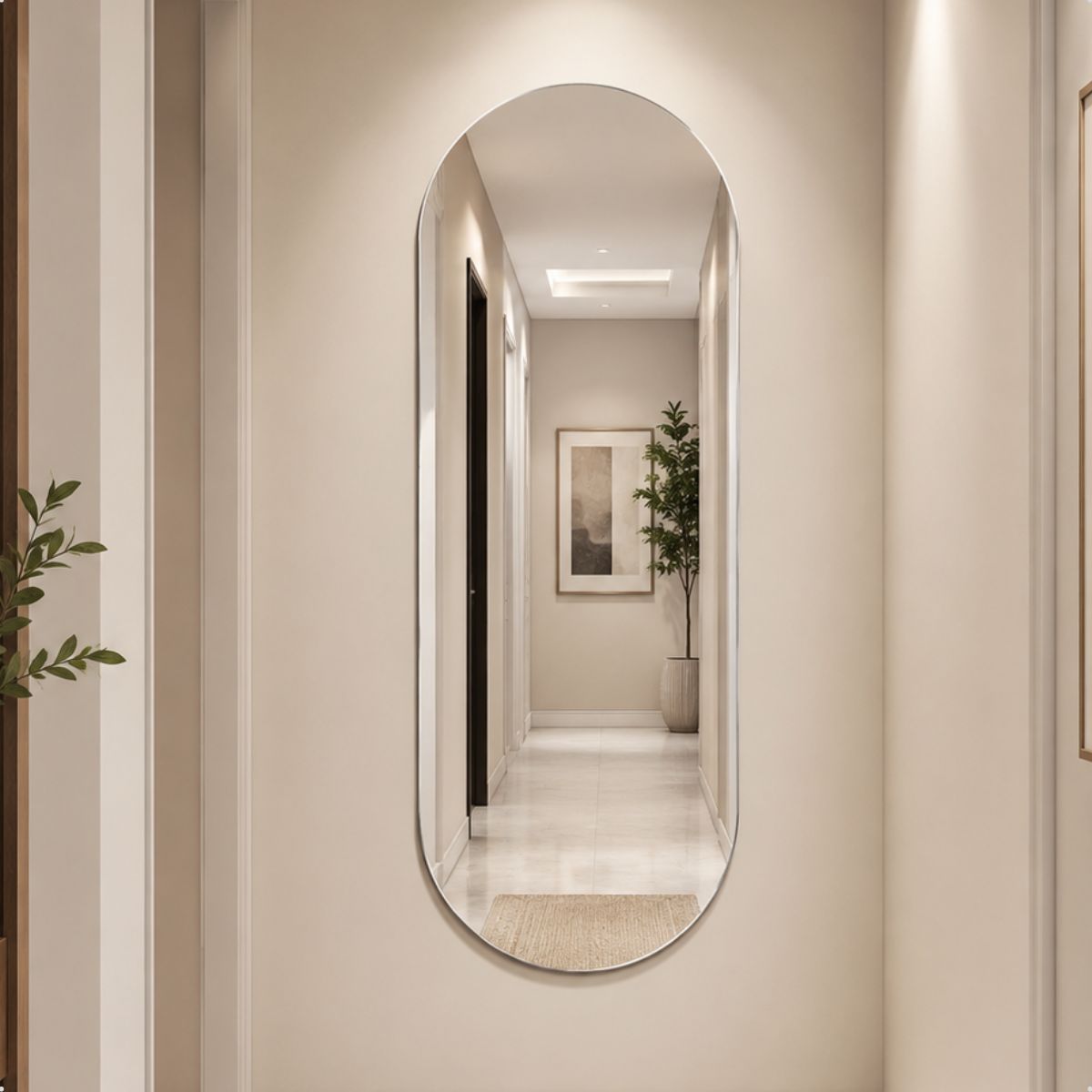 Espelho Decorativo Oval 80x50 cm Lapidado Lopazzi Sem Moldura
